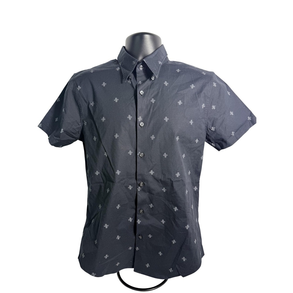 Abercrombie & Fitch Shirt Mens‎ Small Black Paisley Stretch Short Sleeve Button